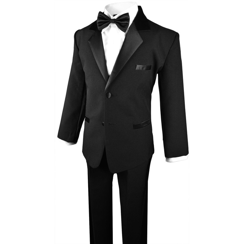 Black n Bianco Conjunto moderno de esmoquin para niño, Negro,