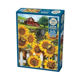 Cobble Hill 3845069 Paradise in the Countryside, 500 Piece Puzzle with Puzzle Poster for Adults and Children from 12 Years, Landscape Puzzle, Sunflowers, 49 x 68 cm