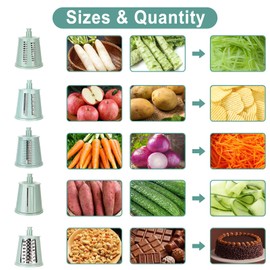 MklusiveTech 5 in 1 rotary cheese grater vegetable slicer rotary cheese grater with handle le d affaires 5 in 1 cheese shredder hand crank green