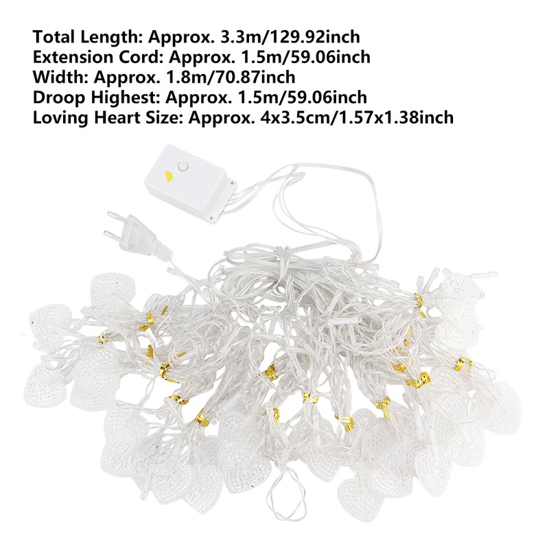 Waterproof Loving Heart Shape LED Light String Window Curtain Lamp