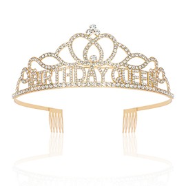 CIEHER Silver Birthday Queen Tiarras Birthday Decorations Birthday Gifts for Women Girls, 1 Count (Pack of 1)