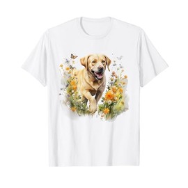 Floral Wildflower Dog Labrador Retriever T-Shirt for Men Women Kids