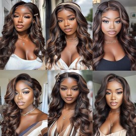 Dokksiiia 1B Ombre Bundles P1B/30 Two Tone Body Wave Human Hair Bundles Highlight Natural Black and Light Brown Weave Double Weft Brazilian Human Hair Extensions 18/20/22 Inch