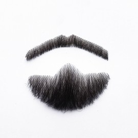 RoseAuroma Men's Goatee Fake Beard 100% Human Hair Face Beard Mustache Type Reusable Drama Entertainment Makeup Props Cosplay Party Black