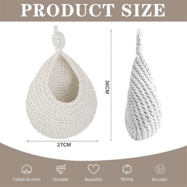 Fruit Basket Hanging Wall Basket Teardrop Hanging Storage Baskets Handwoven Durable for Kitchen Storage Vegetable Fruit Planters Fruit Planters Tomato Potato and Onion Storage Box(White)