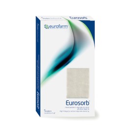 Eurosorb Alginate Wound Dressing, (cm 10 x cm 20) Sterile, Soft and Flexible. Highly Absorbent. Pack of 5.