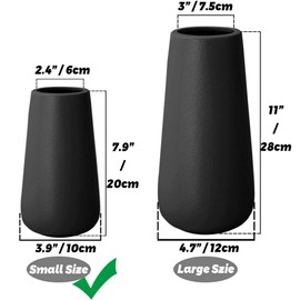 Tall 8” Matte Black Ceramic Vases for Modern Home Decor Centerpieces, Classic Decorative Flowers Vase for Pampas Grass