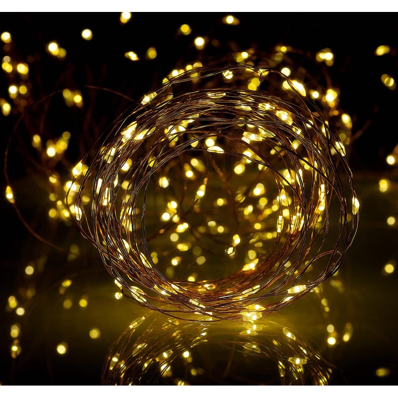 Lunartec String Light: Solar Copper Wire Fairy Lights, 300 Warm
