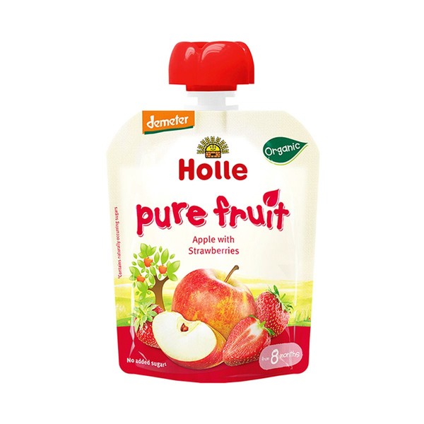 Holle Organic Pouch Apple with Strawberries 100g x 12