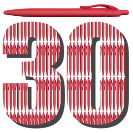 Aozora Pens Bulk 30 Pack Red Click Pens No Bleed Wholesale Retractable Ballpoint Pens Medium Point,Smooth Ink Pens for Journaling School Office Supplies 1.0MM Red Ink