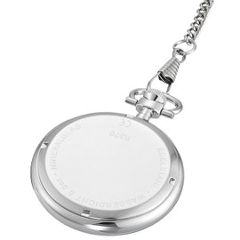 PUREgrey Klassische Taschenuhr mit Kette, Edelstahl, 5 bar wasserdicht, Datumsanzeige, Mineralglas, Ziffernblatt schwarz