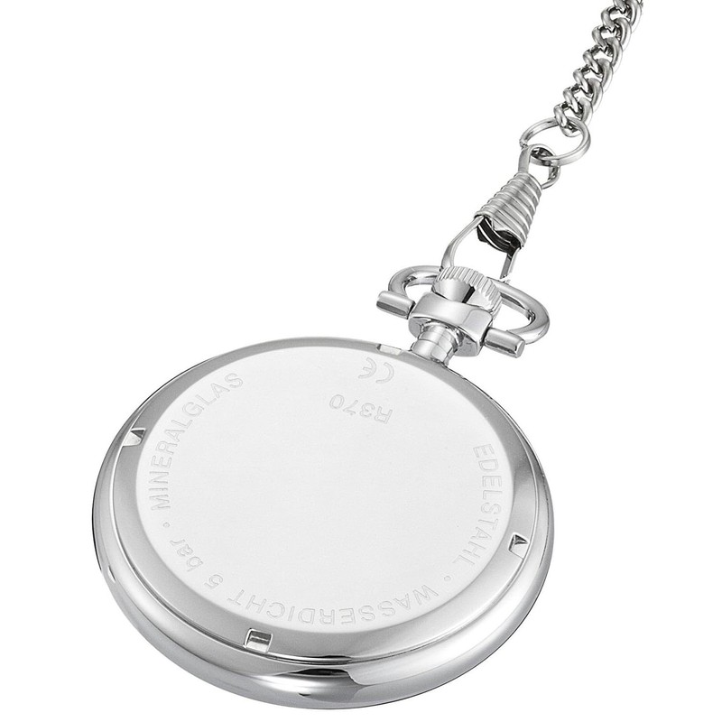 PUREgrey Klassische Taschenuhr mit Kette, Edelstahl, 5 bar wasserdicht, Datumsanzeige,