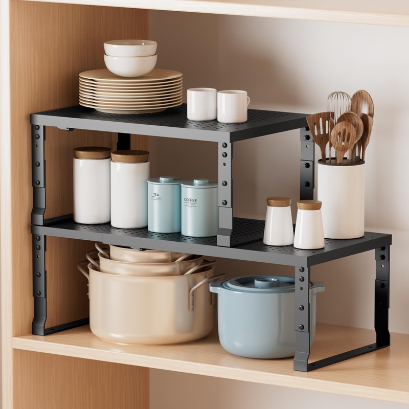 Asiingkel Metal Stackable Expandable Storage Shelf - Multi-Functional Home Storage