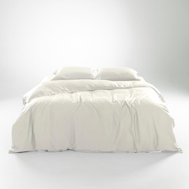 Olive + Crate Luxury 100% Lyocell Eucalyptus Duvet Cover Set King Size, Tencel 3PC Vegan Bedding Set, Super Soft Off White Cooling Duvet Cover for Hot Sleepers & 2 Pillowcases, Ivory (90" x 102")