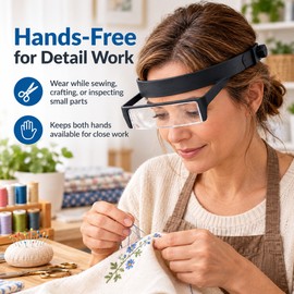 Headband Glass with Interchangeable Lenses for Sewing & Crafts - Hands-Free Magnification