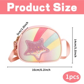 Girls' Handbag, Shoulder Bag, Children's Girls with Glitter, Cute Crossbody Bag for Girls 3-10 Years, Perfect for School, Travel and Birthday Gifts, 16 x 14 x 5 cm