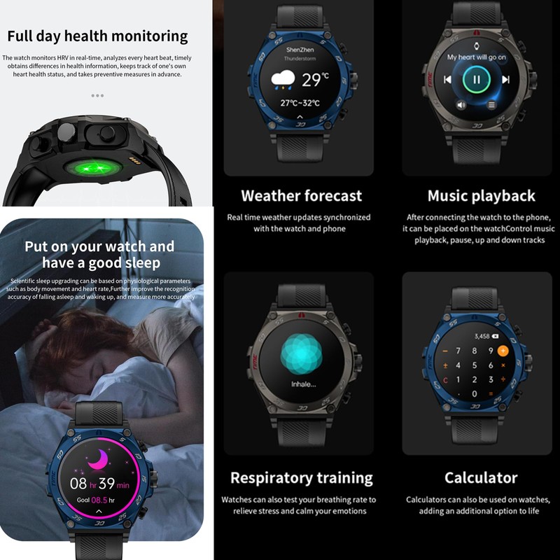 LC18 Smart Watch with Earbuds 1.53 Inch Round Smartwatch Built-in