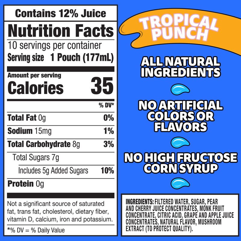 Capri Sun Tropical Punch Naturally Flavored Juice Drink Blend, 40