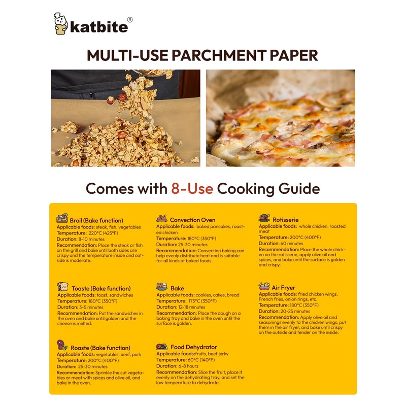 Katbite Air Fryer Disposable Paper Liners 100 Pcs, 9x11 Inch,