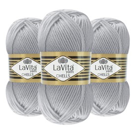 Lavita Chells Soft Acrylic Yarn Bundle - 3 Pack of 100gr/3,5oz Crochet Yarn for Crocheting and for Knitting Sweaters, Scarves, Accessories & Home Decor - Non-Scratchy Knitting Yarn, 555 Yard