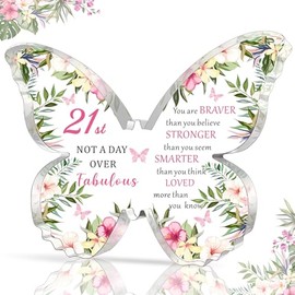 HULALA 21st Birthday Gifts For Her Daughter Granddaughter Sister Best Friend Butterfly Acrylic Plaque 21st Birthday Keepsake Presents You Are Braver Than You Think Gift