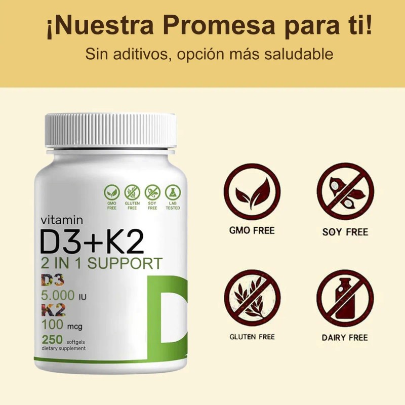 4pc Ganga Vitamina D3+k2 5,000ui 2en1-huesos Y Corazón
