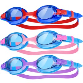 Vvinca Kids Swim Goggles, 3 Pack Toddler Swimming Goggle with Comfortable Soft Silicone Nose Bridge No Leak Clear Vision Anti-Fog UV Protection Easy Adjustment Pool Swim Goggles for Kids Youth 3-14