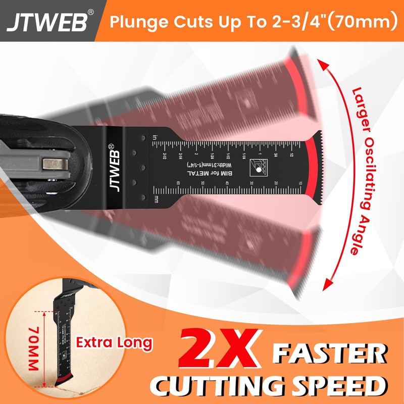 JTWEB Extra Long Oscillating Saw Blades - 12PCS Arc-Shaped Edge