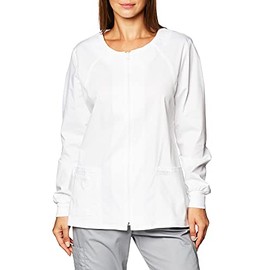 Cherokee Women's Workwear Core Stretch Warm Up Scrubs Jacket, White, Large