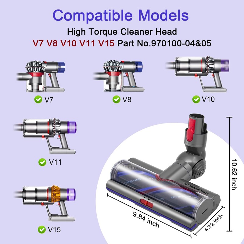 V11 High Torque Brush Head Attachments Compatible with Dyson V15