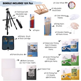 J MARK Premium Large Painting Kit – All in Deluxe Acrylic, Watercolor and Oil Painting Set