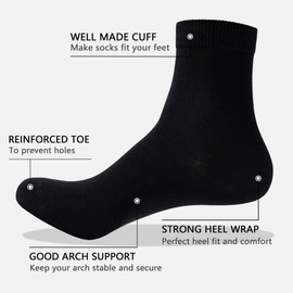 LBJR 12 Pairs Men and Women Crew Ankle Socks Cotton Breathable Leisure Sports Running Socks