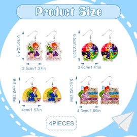 4 Pairs Teacher Earrings for Women, Book and School Theme Acrylic Dangle Earrings, Fun Teacher Appreciation Gifts, Back to School Accessories, Cute Teacher Jewelry Set