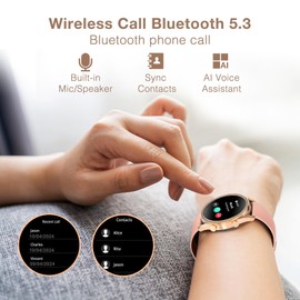 BRIBEJAT Smart Watch for Women(Answer/Make Call), 1.27'' Touch Screen with Diamonds SmartWatch IP68 Waterproof, Fitness Tracker Pedometer SpO2/HR/Sleep Monitor, Compatible with with IOS Android Phone