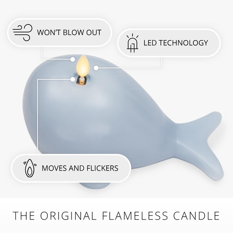 Luminara Celestial Blue Whale Figural Flameless Candle Real Wax Moving