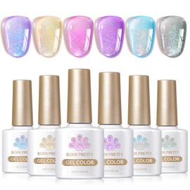 Born Pretty Pearl Gel Nail Polish Set Shell Glimmer Shimmer Mermaid Glitter Gel Polish Transparent Jelly Pearlescent Gel Polish Nail Art Manicure Varnish 6 Colors Collection Gifts