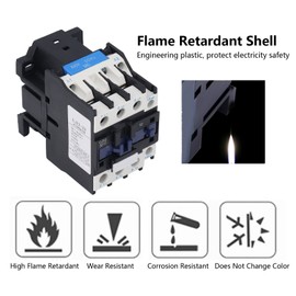 220V/380V AC Contactor, Cjx2‑3210 Coil Normally Open 3 Pole 220V 32A AC Circuit Power Contactor Silver Alloy Contact, For Power Distribution Relay Control