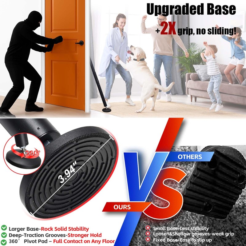 2 Pack Door Security Bar – Anti-Slip 600LB Heavy Duty