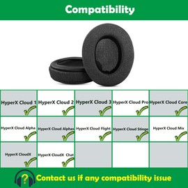 ACCOUTA Ersatz Ohrpolster Kissen Kompatibel mit HyperX Cloud 1/2/3/Pro/Core/Alpha/Alpha S/Flight/Stinger/Mix/CloudX/CloudX Chat Kopfhörer Headset Ohrpolster mit atmungsaktivem Stoff.