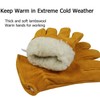 OZERO Winter Thermal Leather Work Gloves with Thick Imitation Lambswool