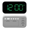 LED Digital Alarm Clock Brightness Adjustable 12/24Hr White Shell Green