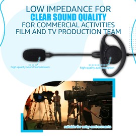 Retevis Walkie Talkie Headset with Boom Mic D Shape Double PTT Compatible with Motorola CP040 CP140 GP300 GP2000 MAG ONE A8 HYT TC500 etc 2 Pin Walkie Talkie Earpiece(1 Pcs)