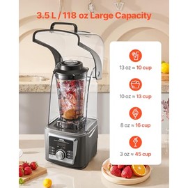 VEVOR Batidora para batidos, 1400 W, licuadora profesional con potente motor, batidora multifuncional de procesamiento de alimentos con cubierta de...