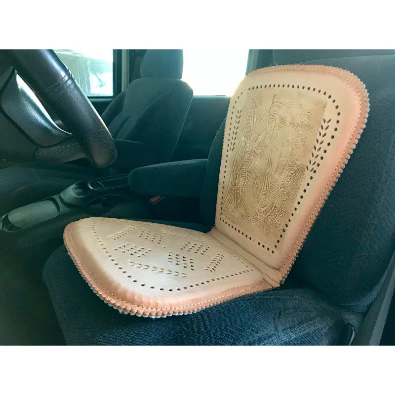 1clickautoacc Genuine Mexican Respaldo Leather Car/Truck Seat Cushion Virgin Mary