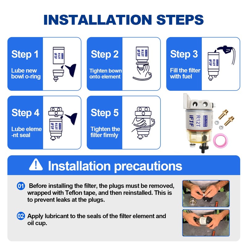 iFJF R12T Fuel Water Separator Marine Assembly - 10 Micron