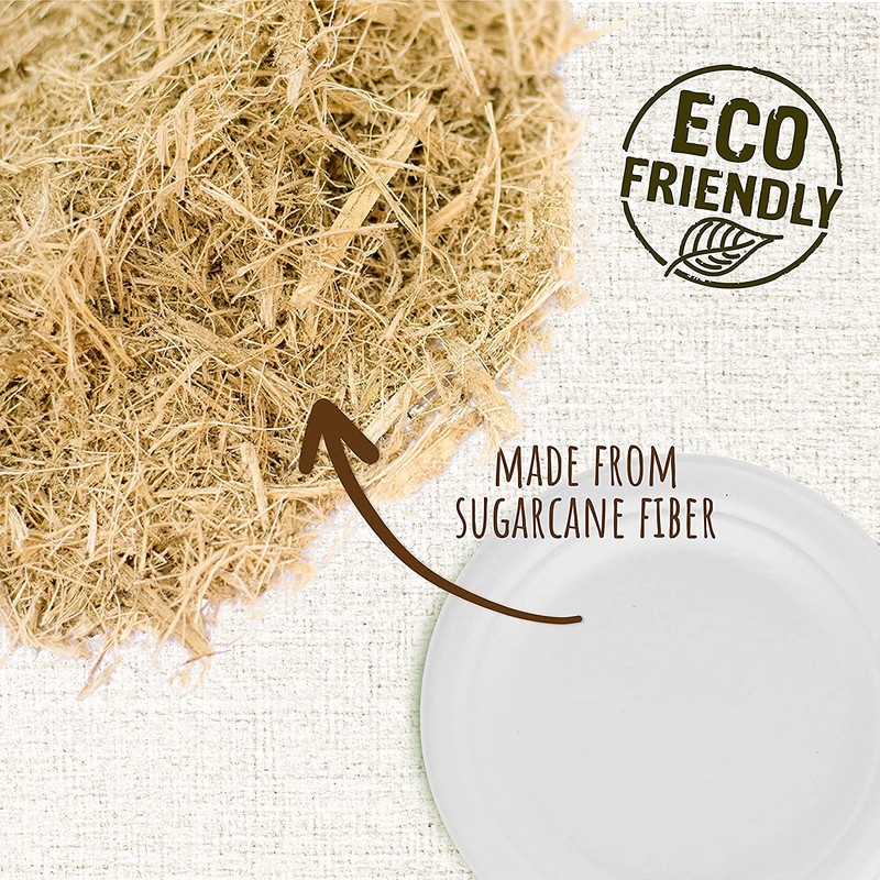 Max Solutions 50 Pack 7 inch (18cm) Bagasse Plates Super