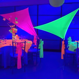 Neon Triangle Backdrop - UV Reactive Blacklight Party Decoration Fabric for Glow Parties, Holiday Events, and Stage Backdrops | Creative Decoration Background Cloth (Neon Pink+Neon Green, 2 Pieces)