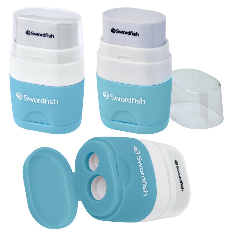 Swordfish ‘Twin Combo’ Pastel Double-Hole Pencil Sharpener and Eraser[Pack of