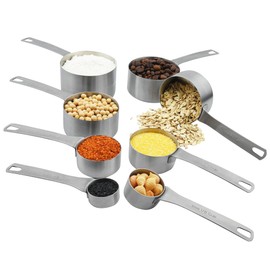 Viwehots Measuring Cups Set, 18/8 (304) Stainless Steel Measuring Cups, 8 Dry & Liquid Metric Measurement Cups, Heavy Duty Metal Kitchen Measuring Cups 1/16,1/8,1/4,1/3,1/2,2/3,3/4 &1 Cup for Baking