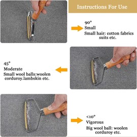 Eastrise Double Carpet Scraper,Lint Remover,Manual Brush Tool Shaver Clothes Fuzz Roller with Wooden Handle for Pet Hair,Fuzz(1 PC)